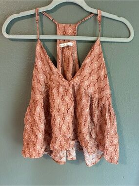 Becool brown and beige geometric patterned blouse in a L #geometric #boho